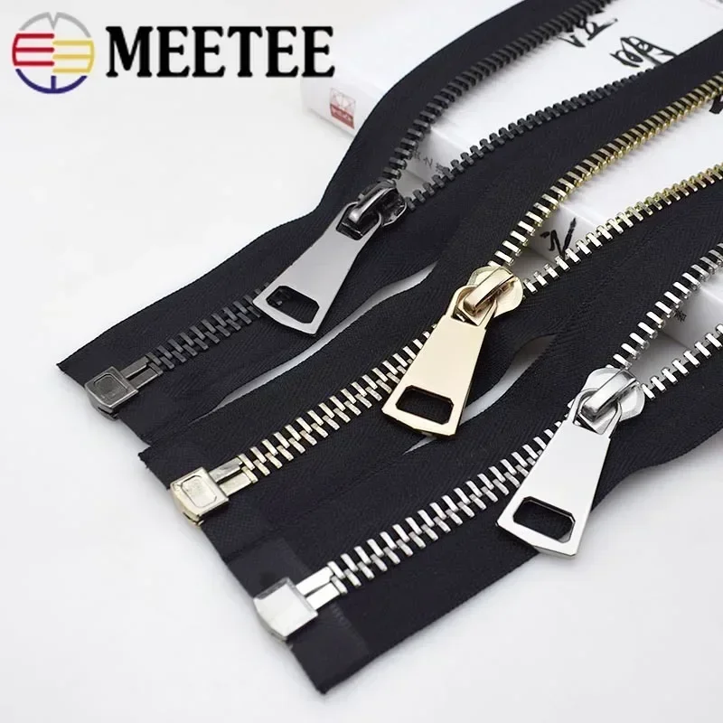 1/2Pc Meetee 10# Metal Large Zippers 70/80/90cm Open-end Zip for Jacket Leather Coat Ultra Wide Zipper Sewing Accessory Material