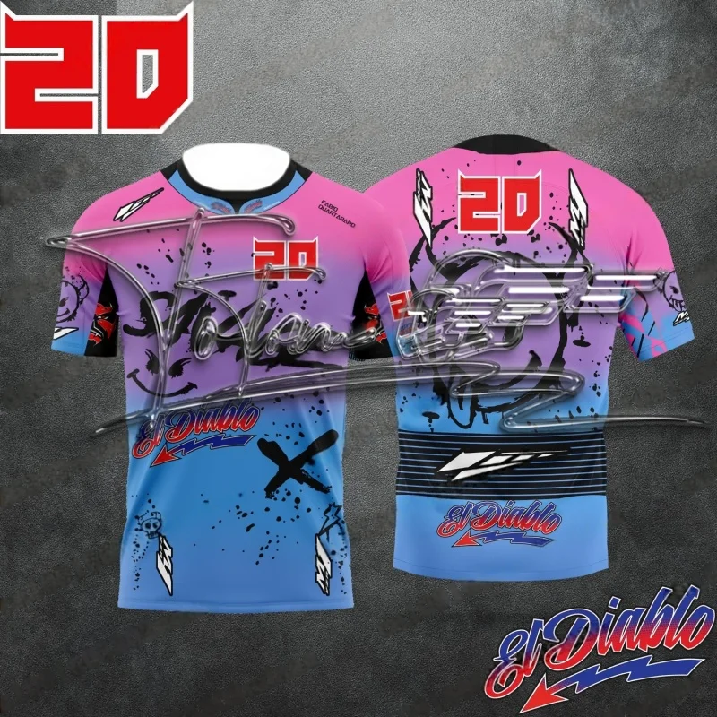 

Новинка 2025 года, летняя мужская и женская дышащая повседневная футболка для водителя Fabio Quartararo20 для экстремальных видов спорта, впитывающая пот