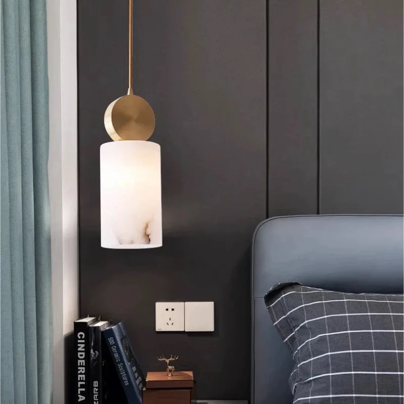 Brass Modern LED Alabaster Chandelier, Marble Copper Design Round Square Bedroom, Living , Dining Room, Hotel Interior Lighting