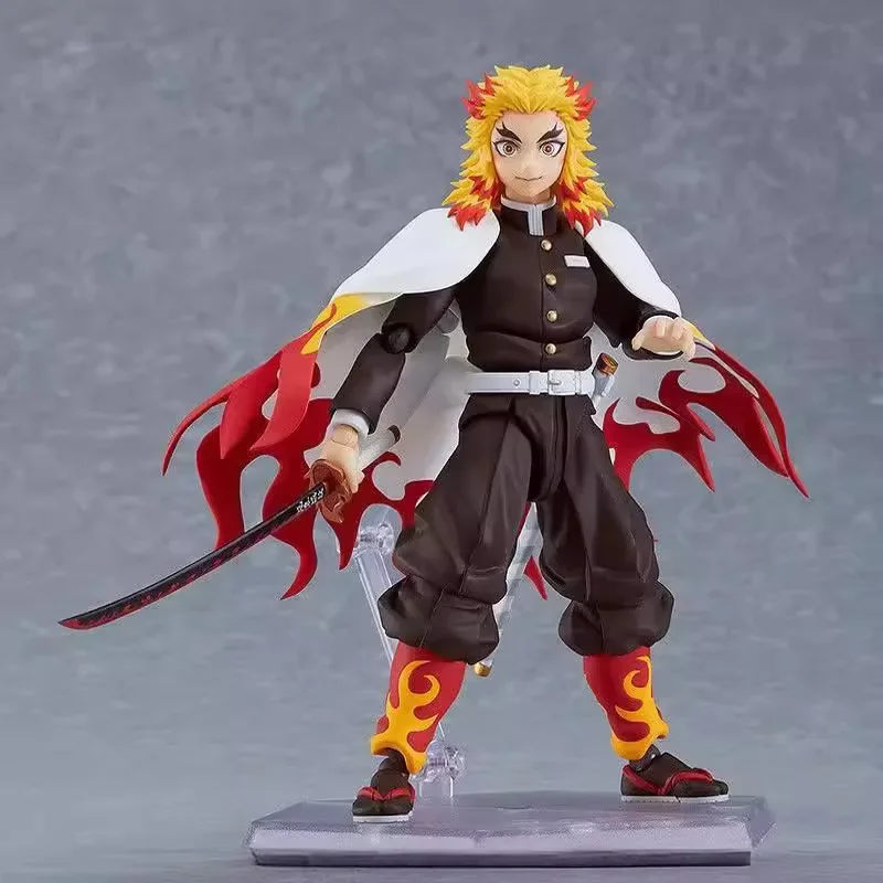 Anime demon slayer kyoujurou combate postura figura de ação peças são substituíveis pvc modelo mesa decoração boneca brinquedo coletar presente encaixotado