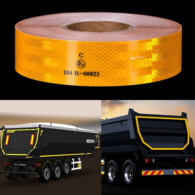 Self-Adhesive Reflective Warning Tape With Yellow Red White Color For Truck