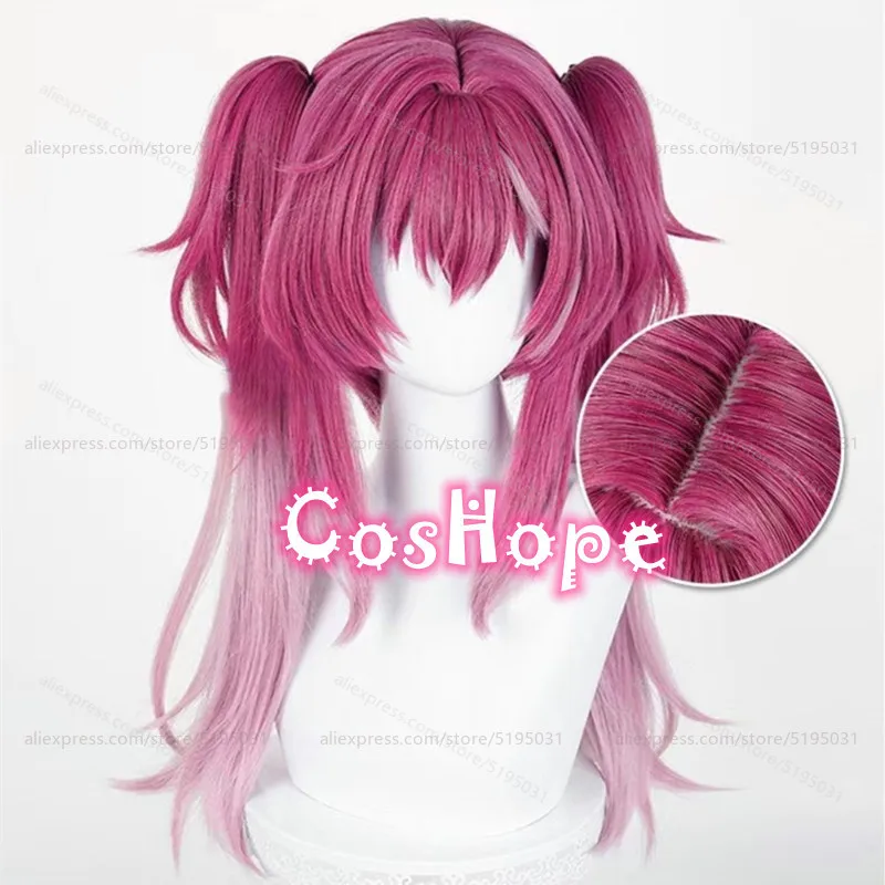 Lupa Cosplay Wig with Double Ponytails Rose Pink Gradient Wig Cosplay Anime Heat Resistant Synthetic Wigs for Halloween Costume