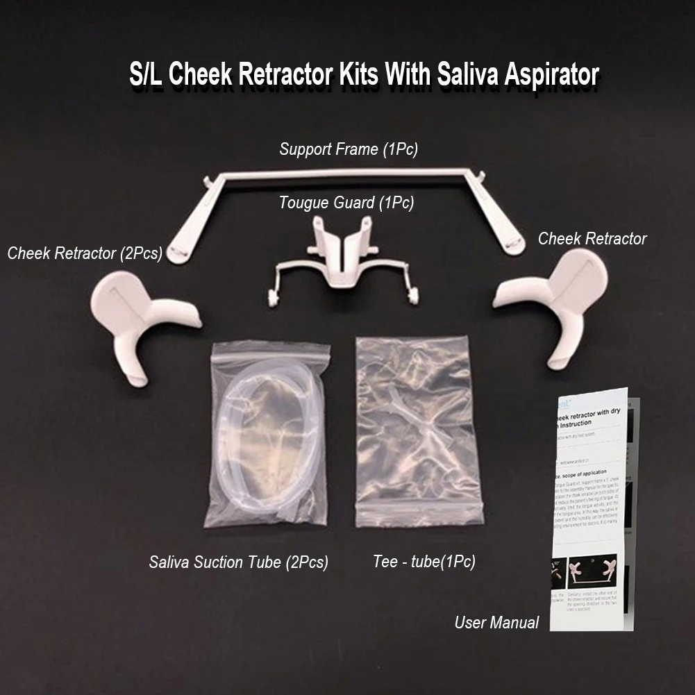 S/L Tandheelkundige Wang Retractor Met Speekselzuiger Intraorale Nola Lip Expand Opener Mondknevel Orthodontische Droog Veld Zuigsysteem