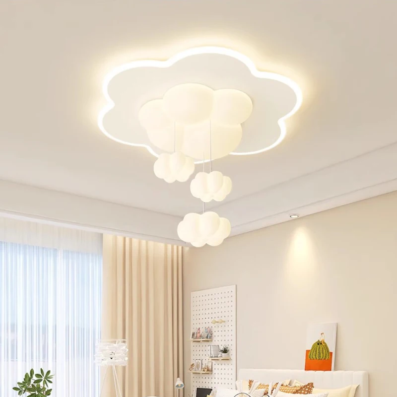 Nordic Children\'s Room Ceiling Lamps Cream Cloud Bubble Lamp Romantic Warm Little Boy Girl Bedroom Ceiling Lights Remote Control