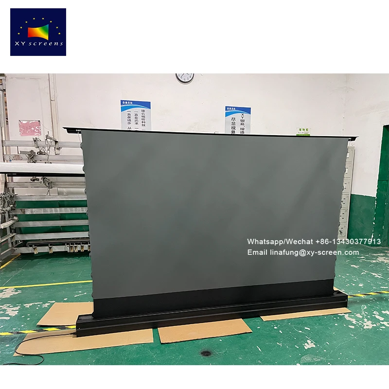 100 120 Inch PET Crystal ALR High-end Motorized Floor Rising Projection Screen for 4K Ultra Short Throw Laser Projector Screen