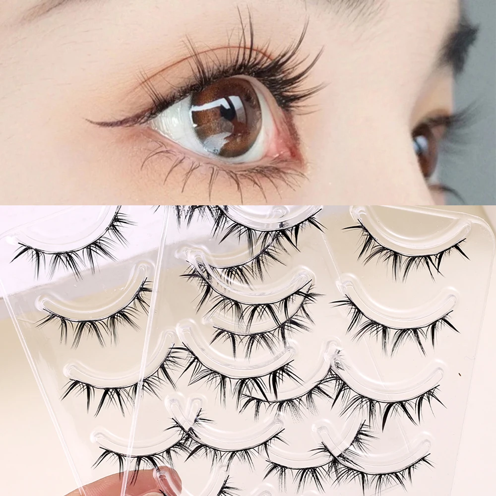 5 Pairs Clear Band Eyelashes Faux Mink Eyelashes Extension Natural False Eyelashes 3D Wispy Lashes Manga Lashes Korean Cosmetic