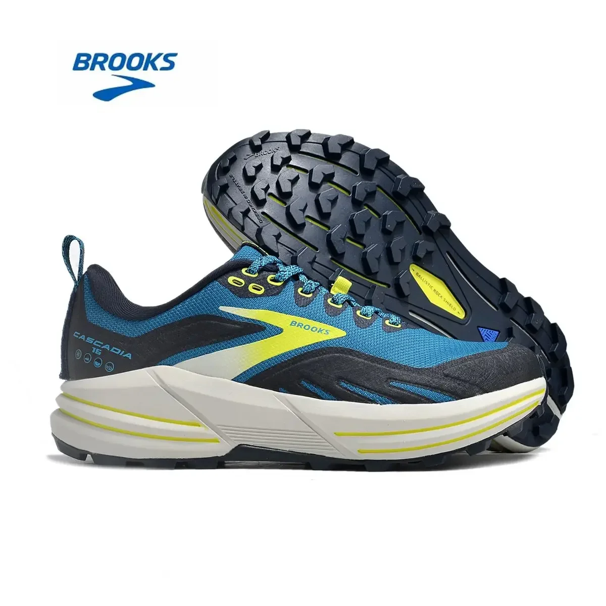 BROOKS Cascadia 16 Running Shoes Dark Atomic Blue Tan Men Women Long-Distance Road Sport Training Casual Sneakers eur 36-45