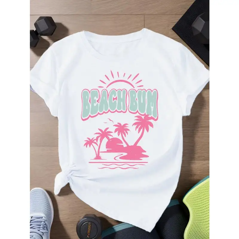 

"Beach Bum T-Shirt for Women | Funny Summer Vacation Graphic Tee | Retro Sun & Palm Tree Gift | Holiday Outfit"
