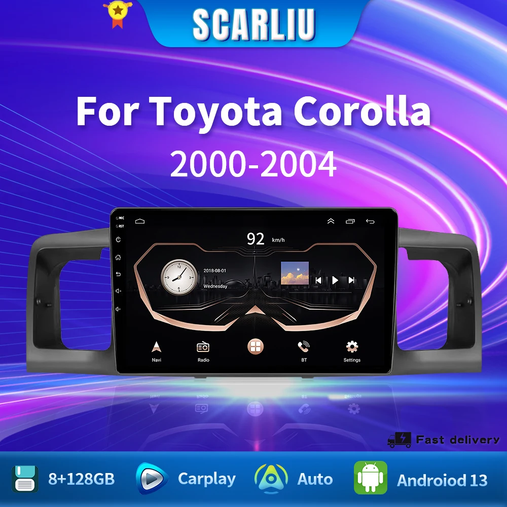 

For Toyota Corolla E120 E130 2000-2004 Android 12 GPS Navigation Stereo Head Unit Carplay 2Din Car Radio Multimedia Player