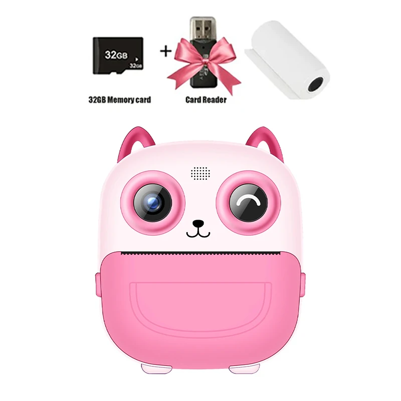 Children Digital Camera Instant Print for Kids Thermal Print Camera Instant Photo Printing Camera Video Toys+32G Memory Card