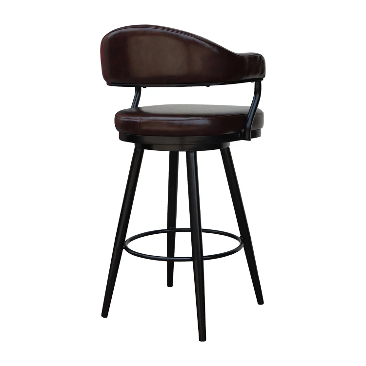 Luxury New Arrival Leather Cushion Bar Chair Stainless Metal Base Bar High Chair Stool