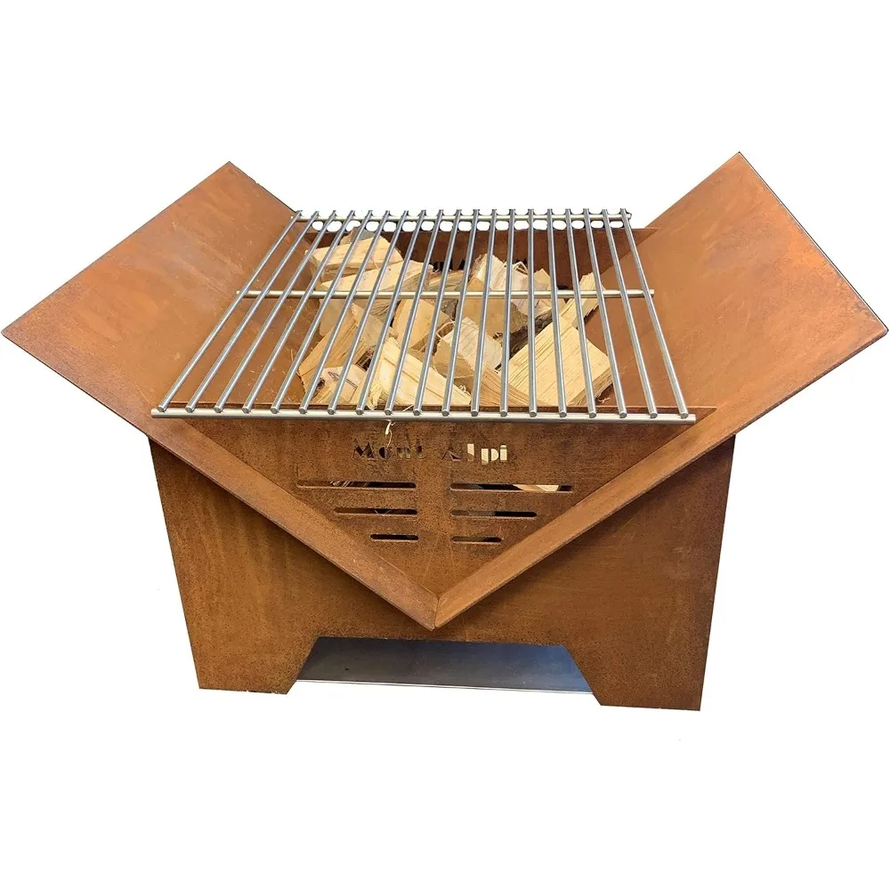 

Mont Alpi MAFP Flat Packed Portable Outdoor Fire Pit Square and Grill with Carry Bag - Great for Camping and Bonfire Outdoors -