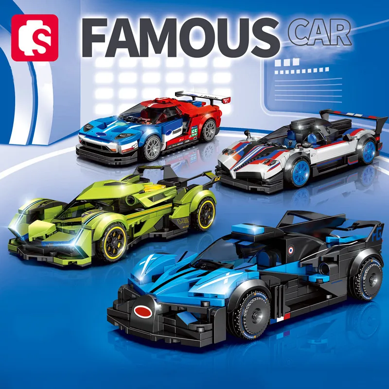 SEMBO Famous Car Series Sports Car Assemblage Building Blocks Kits Racing Vehicle Model Bricks Kids Toys for Boys Christmas Gift