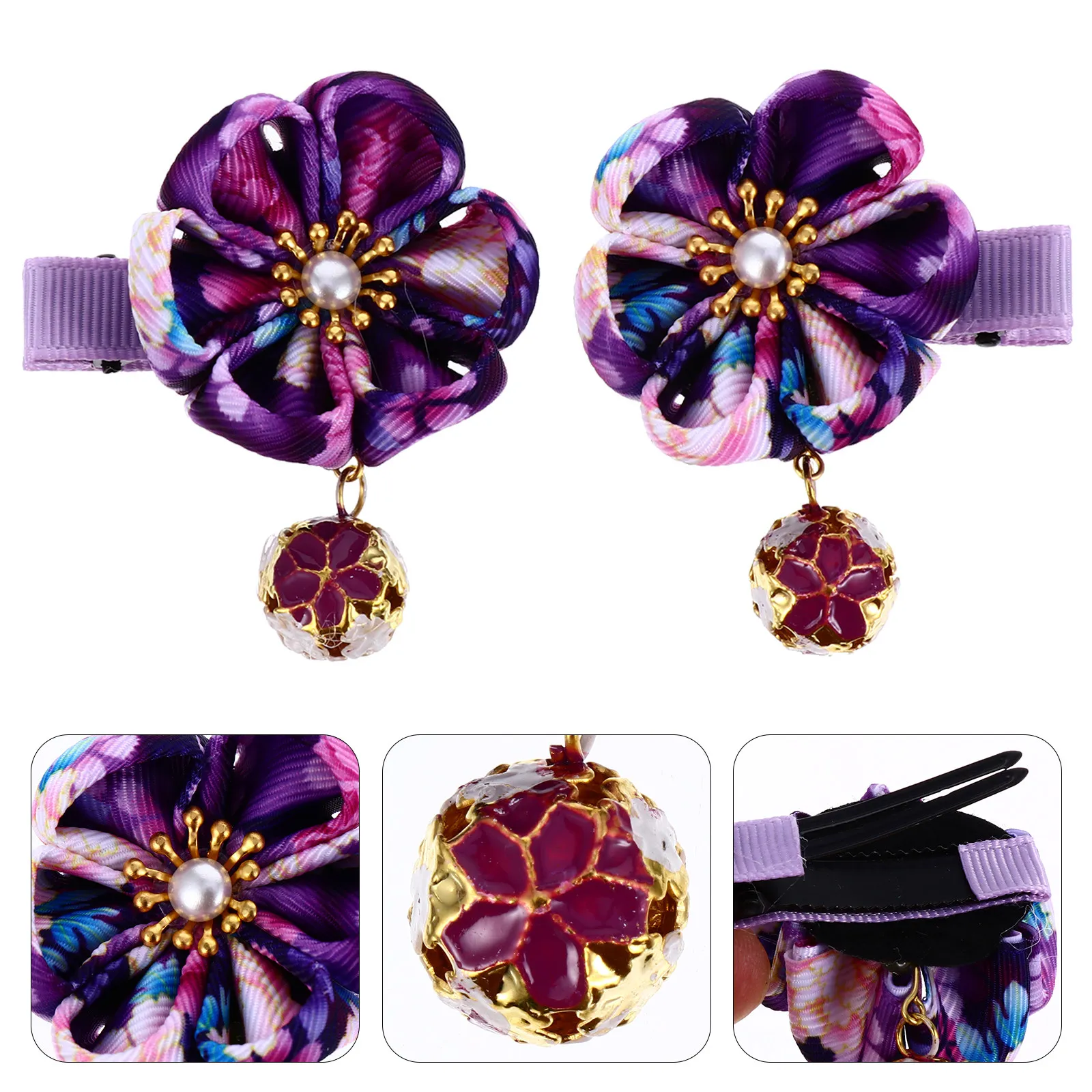 

2Pcs Kids Plum Hair Clip Japanese Style Hair Ornament Decorative Hairpin for Cosplay Party Stage Performance Kids Headdress