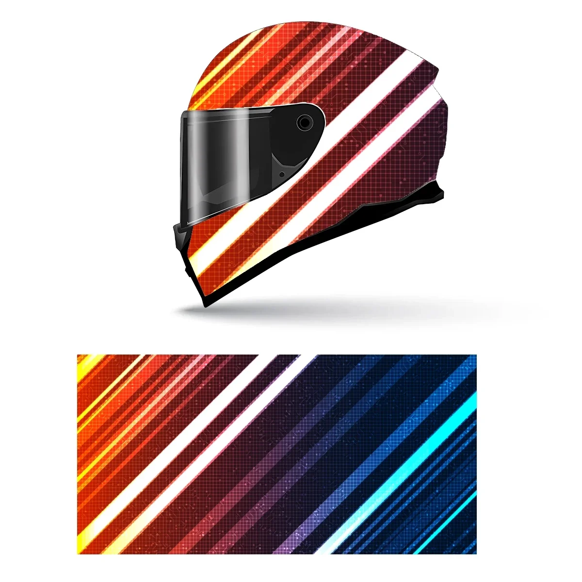 Cyber Circuit Future Design Full Helmet Wrap Sticker Motorcycle Helmet Racing Graphic Decal Vinyl Wrap Helmet Decorative Sticker