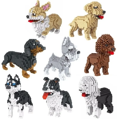 

8 style Small Particle Building Blocks Children's Puzzle Assembly Toy Dog Animal Series Birthday christmas goods present