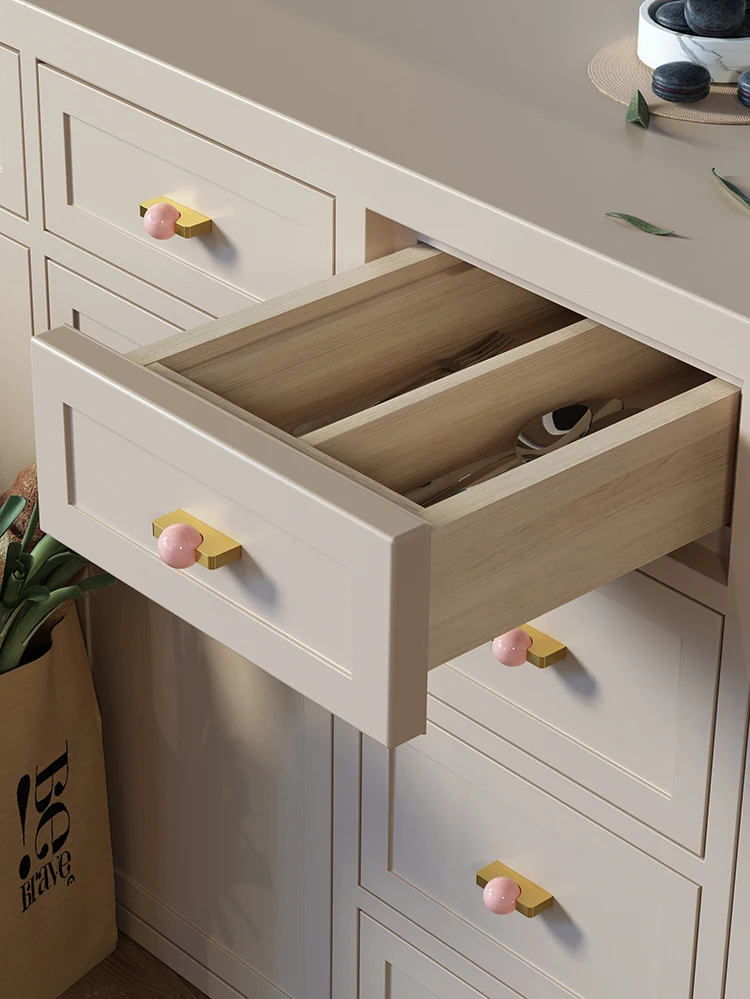 New Light Luxury Cabinet Door Handle High End Brass Wardrobe Handle Natural Crystal Ball Shoe Cabinet Drawer Long Handle