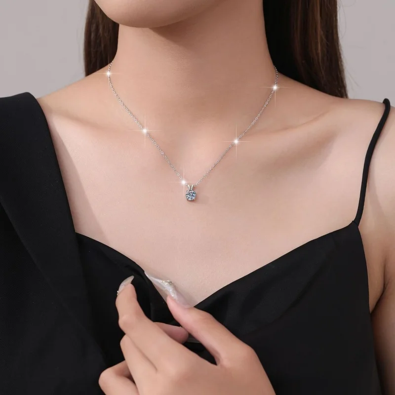 SOMILIA Luxury 1-2CT Moissanite Diamond Pendant for Women Gift Real 925 Sterling Silver Necklace Sparkling Wedding Fine Jewelry
