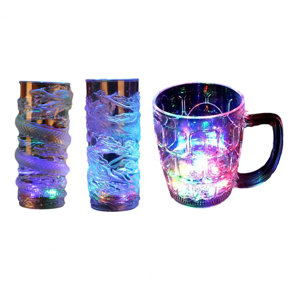 Glowing Beer Cup LED Color Changing Dragon Cup Water Light-Up Transparent Drinking Mug for Bar Party