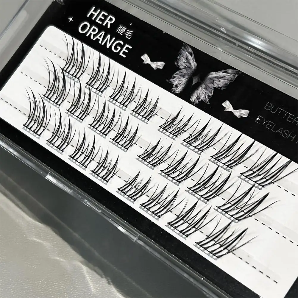 Glue-Free False Eyelashes Clusters - DIY Fox Eye Segmented Lashes Mixed Lengths Professional Volume Lash Extensions Single Lash