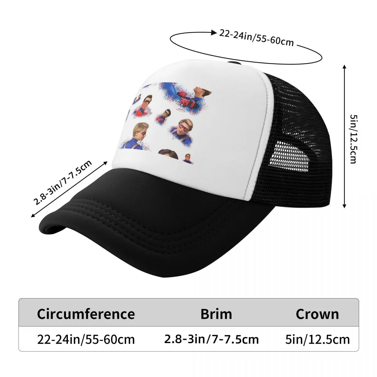 Captain Man And Kid Henry Danger Drawing Cap Fashion Mesh Baseball Caps Adjustable Hat Hip Hop Summer Unisex Baseball Hats
