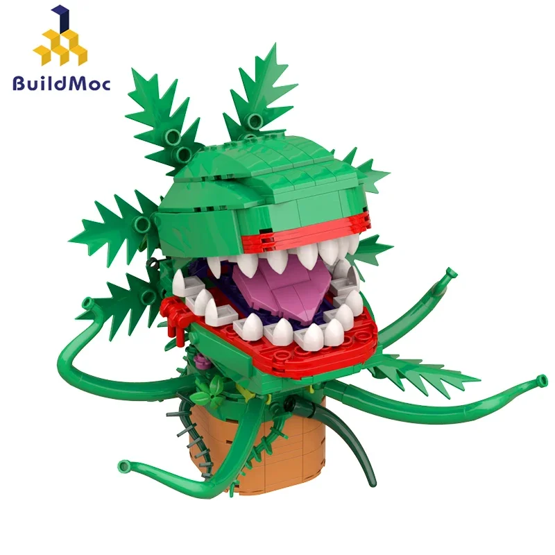 MOC planta Chomper hombre Eater flor modelo Audrey II horror tienda pequeña en maceta bloques de construcción conjunto rompecabezas juguetes para niños regalo de cumpleaños