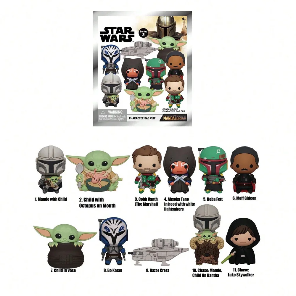 Figuras 3D de Star Wars con Licencia Oficial en Caja Sorpresa, Clip para Bolsa, Mando, Grogu, Bo Katan, Ahsoka Tano, Luke Skywalker, Figura de Anime
