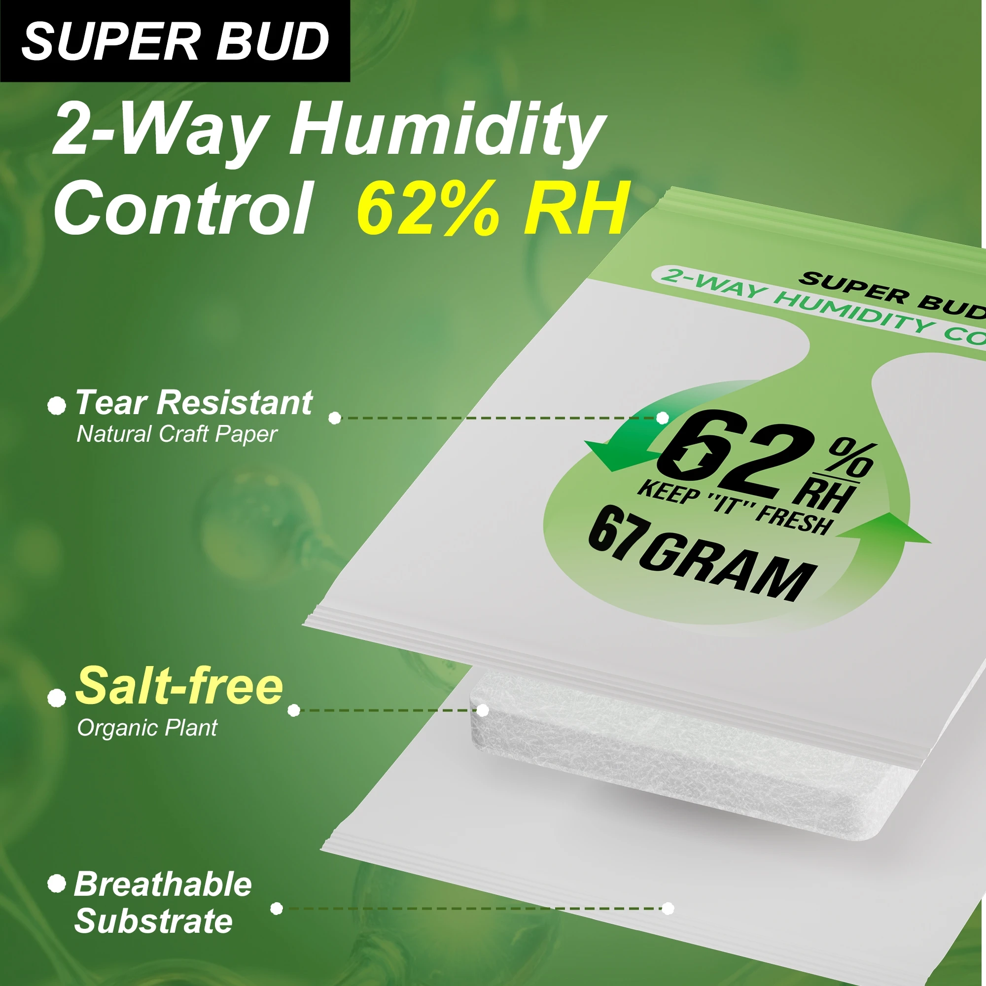 2-Way Humidity Control Packs Size 4g/ 8g, 62% RH for Curing&Storage Flower Buds, Herbs Moisture Balancer, Hydration Packets