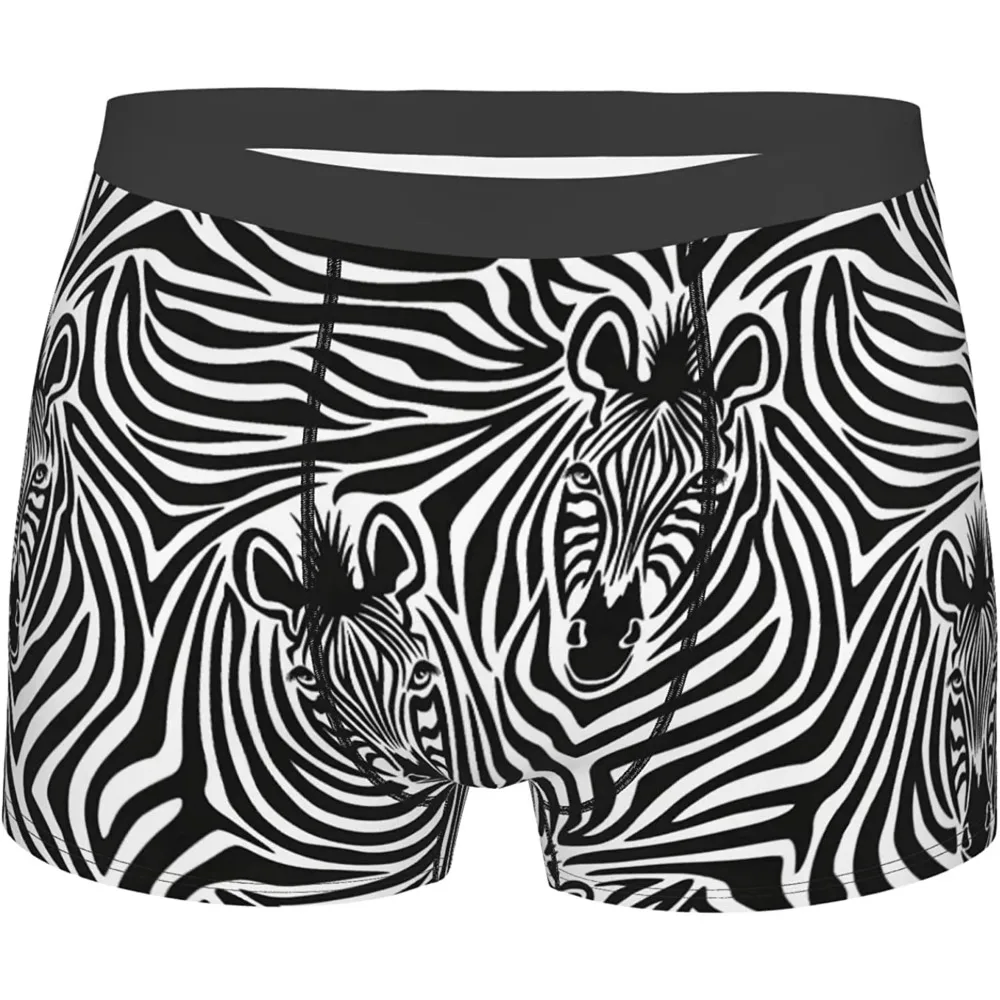 Men's Breathable Boxer Briefs Zebra Comfort Soft Stretch Underwear Trunks with Bulge Pouch for Men Boys