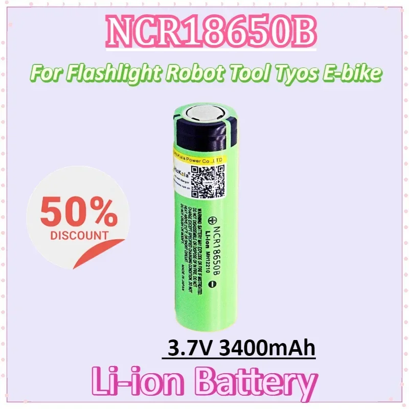 

18650 3.7V 3400mAh NCR18650B 34B-N Li-ion Battery Power Bank for Flashlight Energy Storage Robot Tyos E-bike Batteries