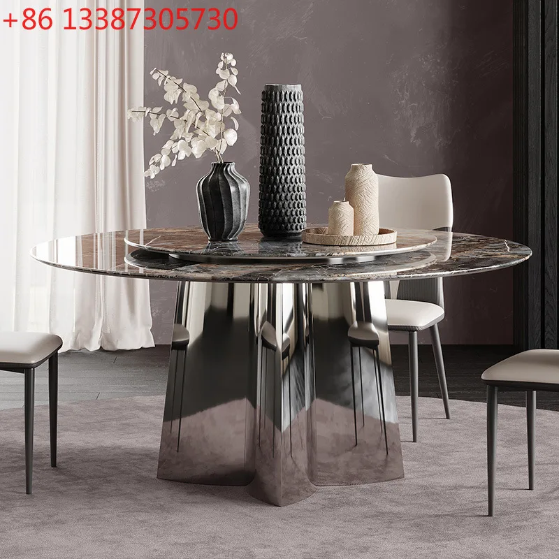 

Marble dining table Bright rock slab dining table Light luxury Italian living room Small apartment creative dining table