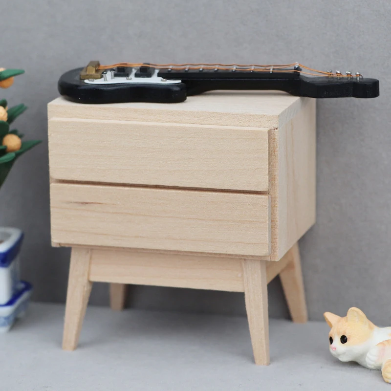 

1:12 Dollhouse Miniature Bedside Table Drawer Cabinet Model Doll Bedroom Sofa Side Cabinet Furniture Ornament Toy