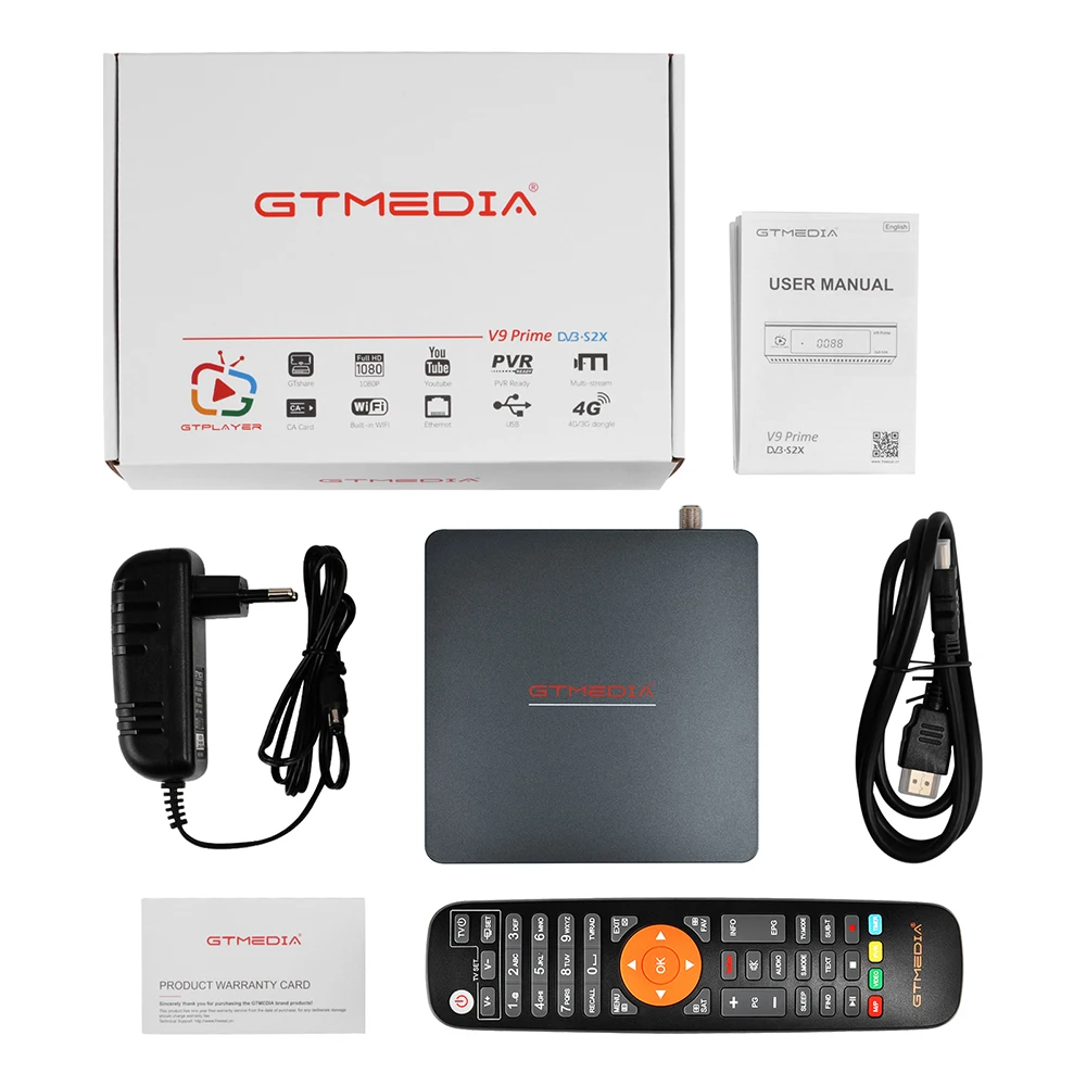GTMEDIA V9 Prime Спутниковый ресивер DVB-S/S2/S2X, встроенный 2,4G WIFI 1080p H.265 HEVC 10Bit V9 Super Upgrade Version AVS+, VCM/ACM
