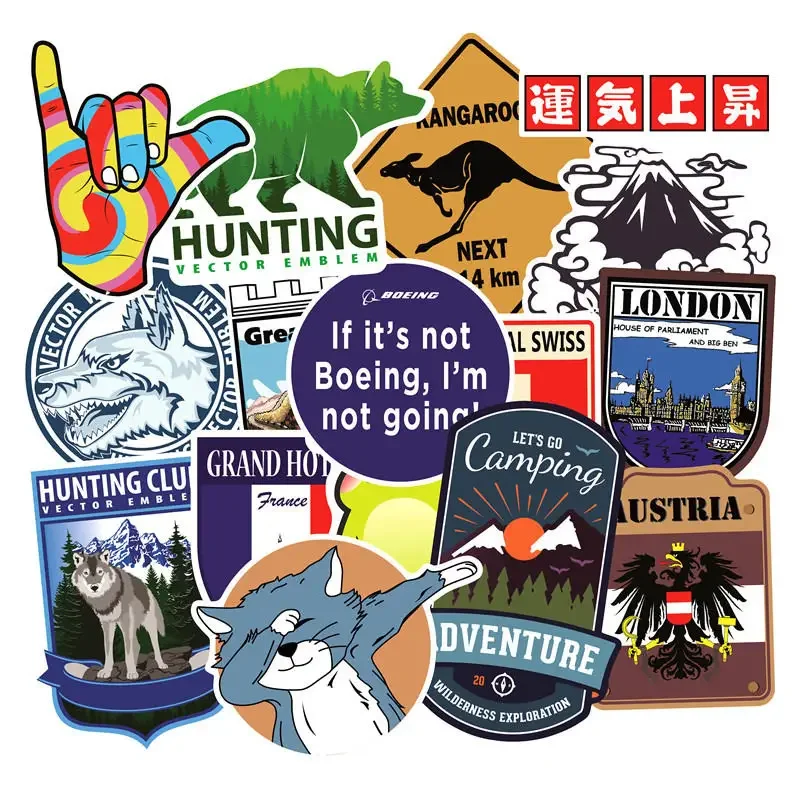 

37Pcs Hunting Stickers Outdoor Adventure Wildness Decals Vinyl Waterproof Stickers for Water Bottle Laptop Luggage Helmet