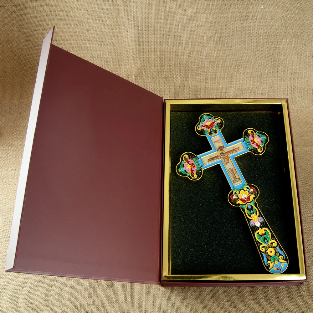 Neues Orthodoxes Kruzifix, Jesus-Ikone, Kreuz mit Emaille im byzantinischen Stil, christliches Kreuz für Gebetsrituale, heilige Altardekoration für Zuhause – Detail 4