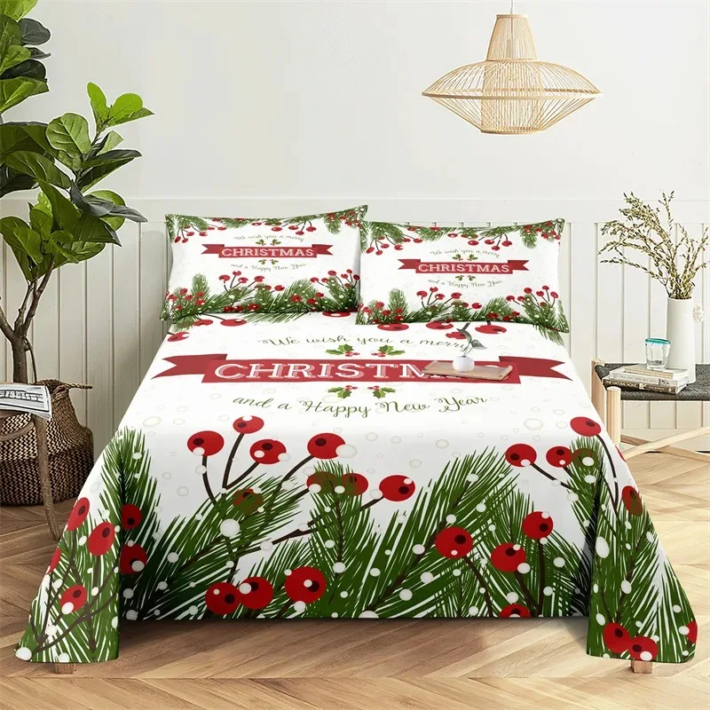 Ensemble de drap-housse de dessin animé de Noël pour enfants, housse de matelas Père Noël, linge de lit élastique pour garçons, Twin, Full, Queen, King Size