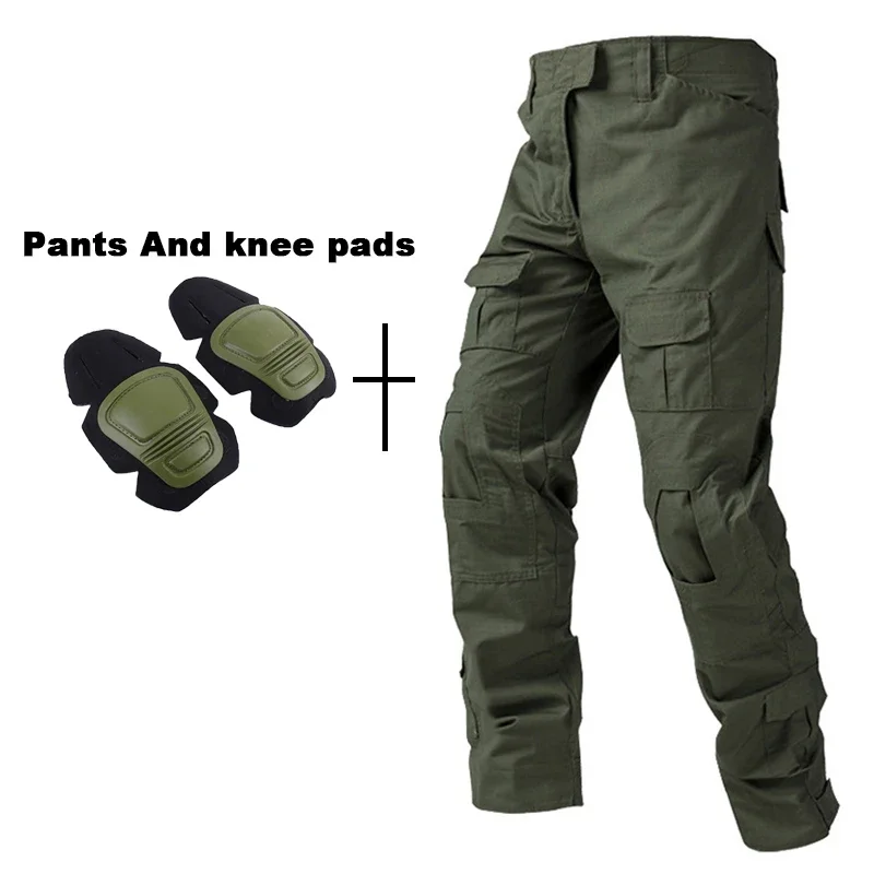 Uniforme para exteriores, trajes tácticos, camisas de entrenamiento de senderismo de camuflaje, ropa de trabajo, pantalones Cargo de caza + almohadillas, conjuntos de ropa de Paintball Airsoft