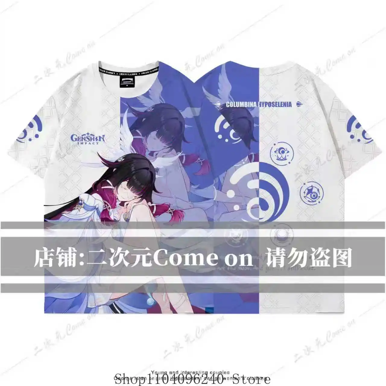 

Genshin Impact Columbina Summer Anime T Shirt Summer Men T-Shirt Casual Women Crew Neck Short Sleeve Tees