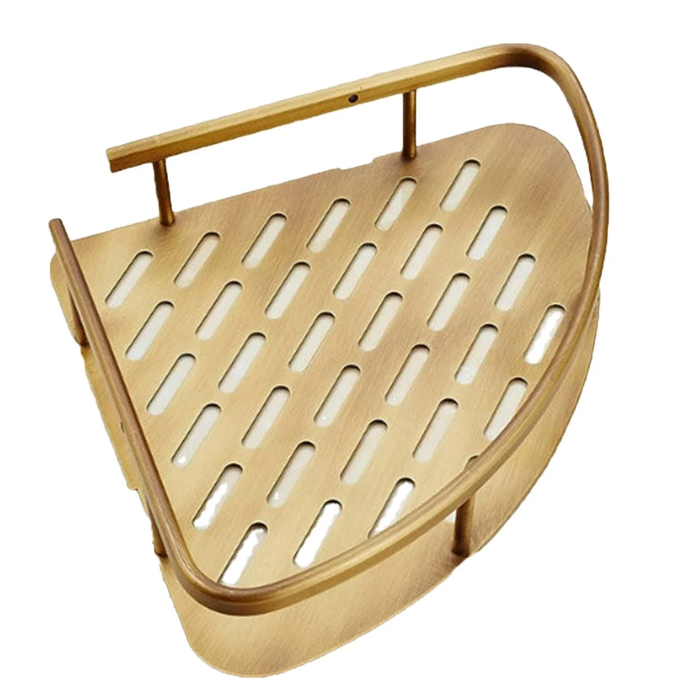 

Wall Mounted Bathroom Shelf Antique Brass Hanging Storage Basket