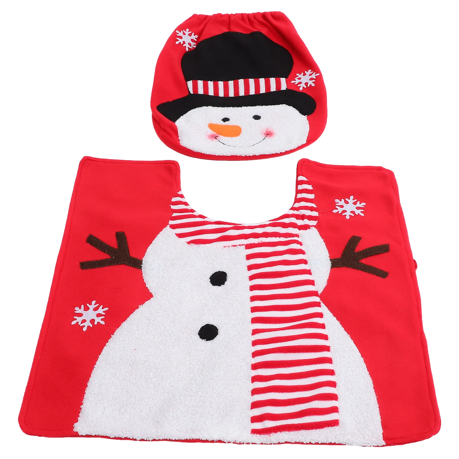 

Christmas Toilet Cover Holiday Decorations Xmas Floor Mat Reindeer Home Ornaments Covers for Bathroom