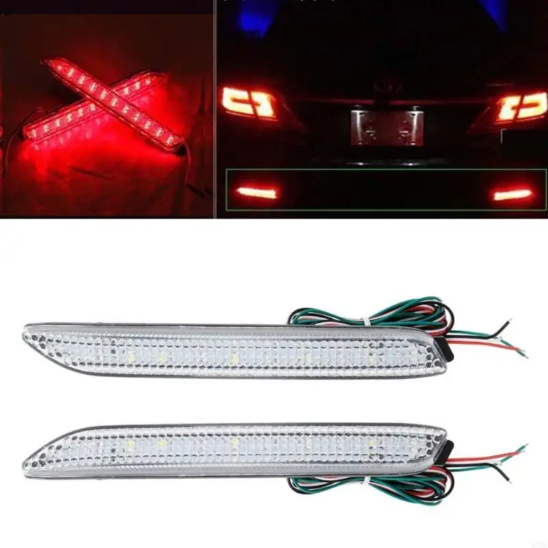 

87HE 2Pcs LED Rear Bumper Reflector Fog Tail Stop Brake Lights Reflector