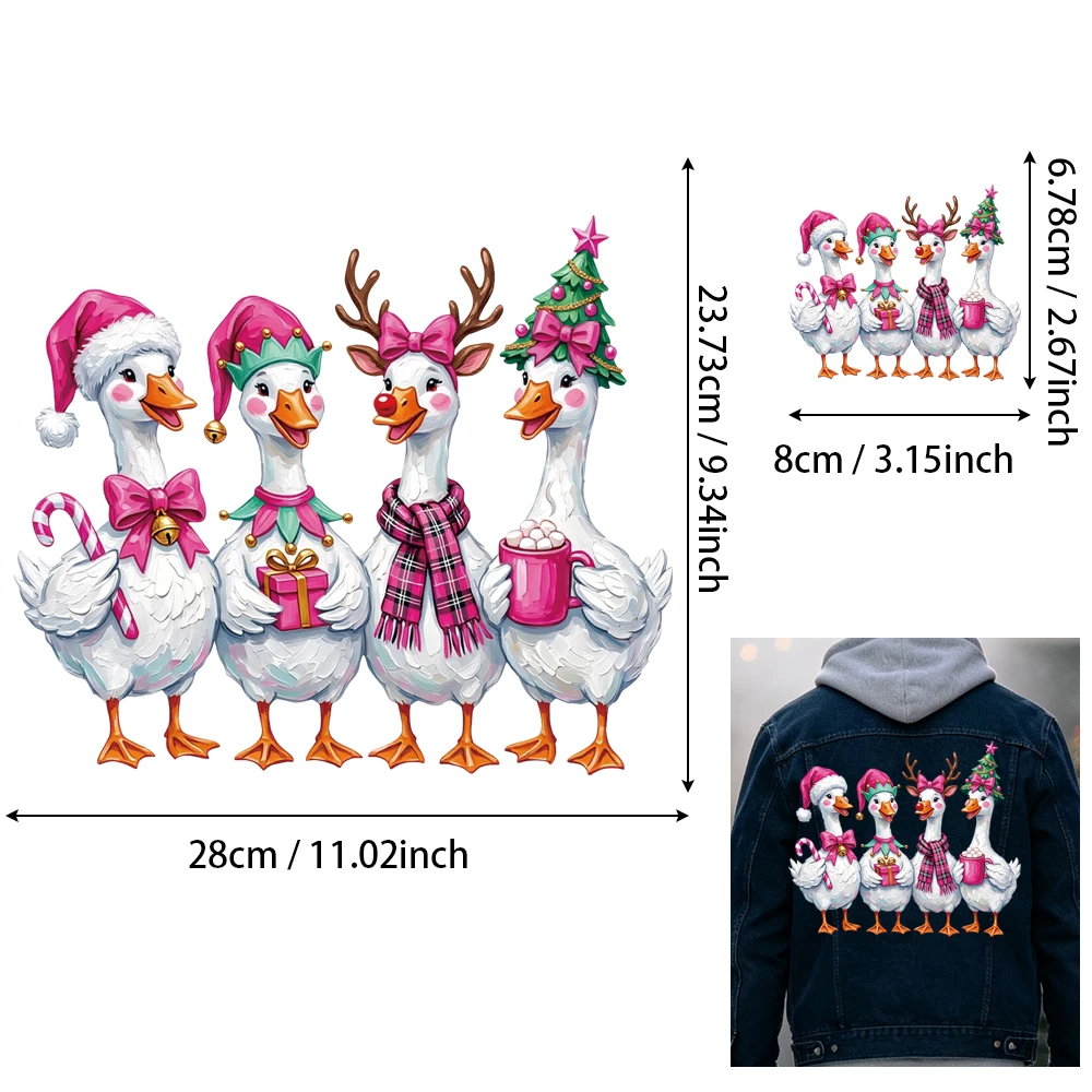 2Pcs Xmas Goose Garden Flag HTV, Goose Lover Gift Iron-on, Pliable Stretch No Bind, Firm Stick Easy Peel