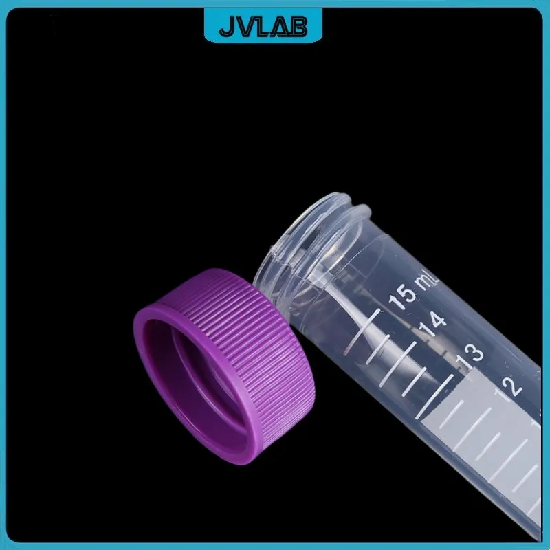 Sterile Centrifuge Tube 15 mL Laboratory Centrifugal Tube Sample EP Tube Purple Screw Cap Conical Bottom Clear DNase-/RNase-free