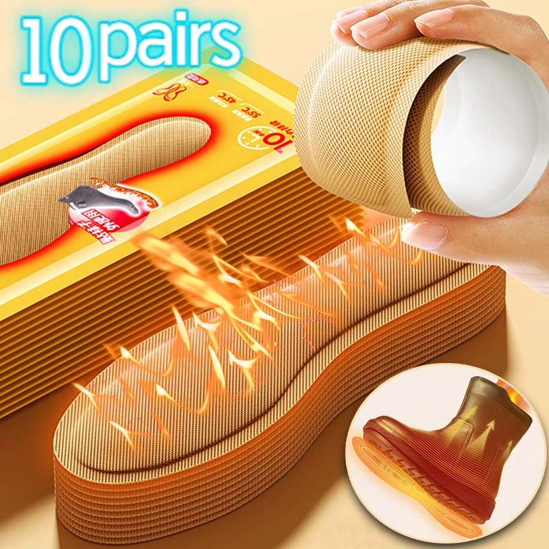 

1/10 пар одноразовых самонагревающихся стельок для улицы, зимы, без электричества, длительный срок службы, до 10 часов, стельки с подогревом, унисекс