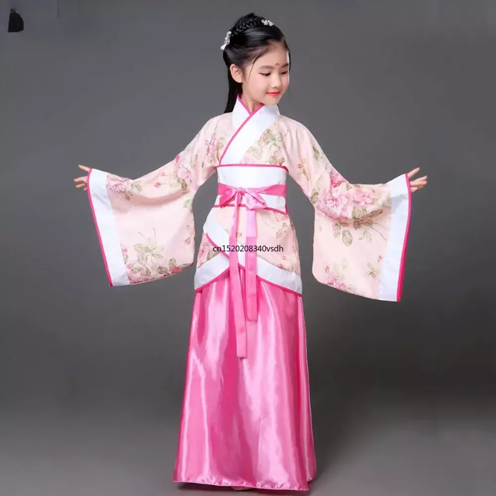 Robe traditionnelle chinoise pour enfants, tenue pour filles, costume de danse folklorique, robe Hanfu pour enfants, prairie