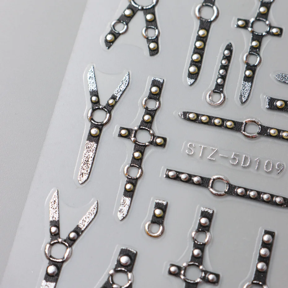 5D القوطية الشرير مسمار الفن ملصق تنقش المشارب بريق مسمار الشارات الأسود ضمادة ذاتية اللصق المتزلجون زينة الهالوين