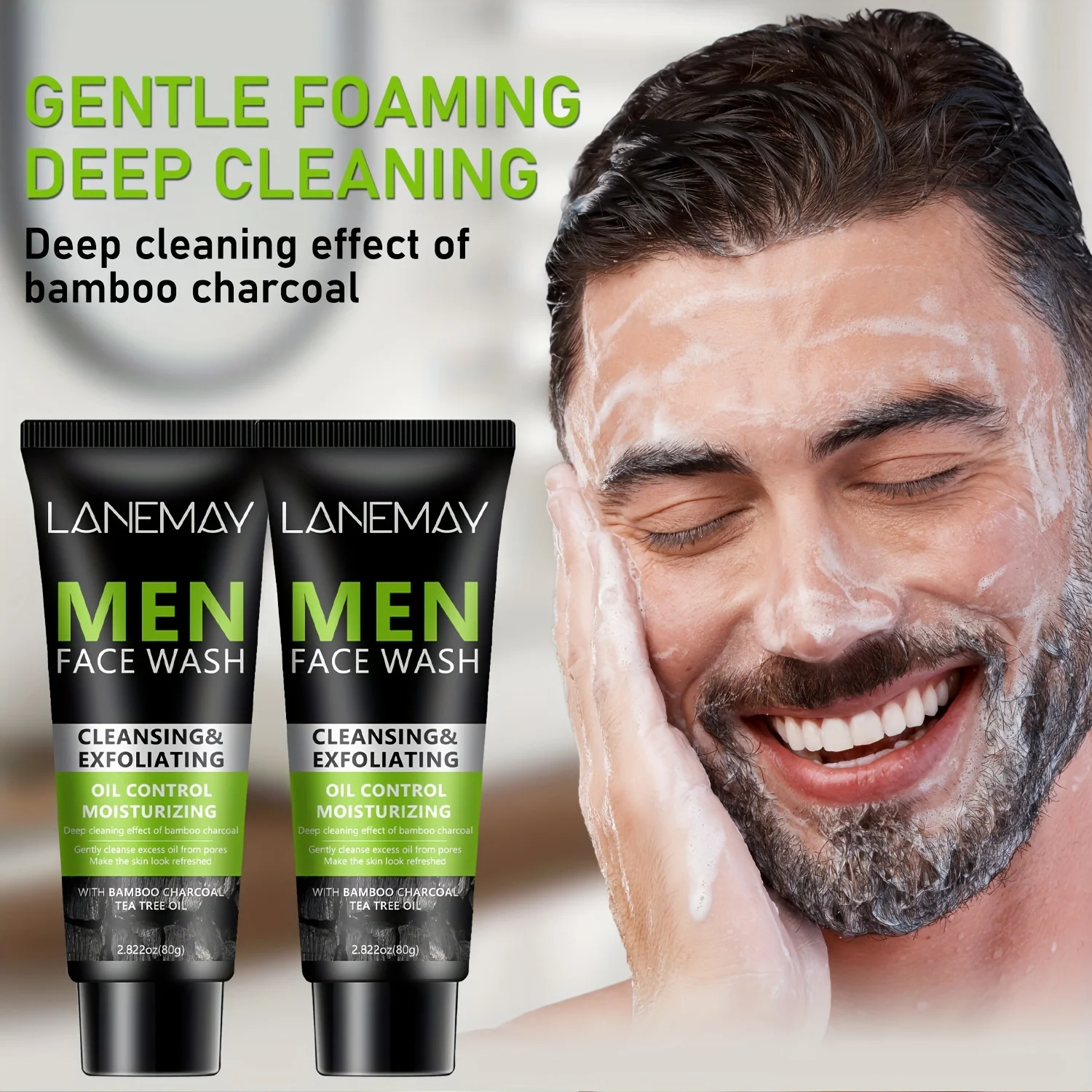 gel-de-limpeza-facial-masculino-com-carvao-de-bambu-e-lama-vulcanica-limpeza-profunda-dos-poros-para-pele-oleosa-controle-de-oleosidade-e-esfoliacao-80g
