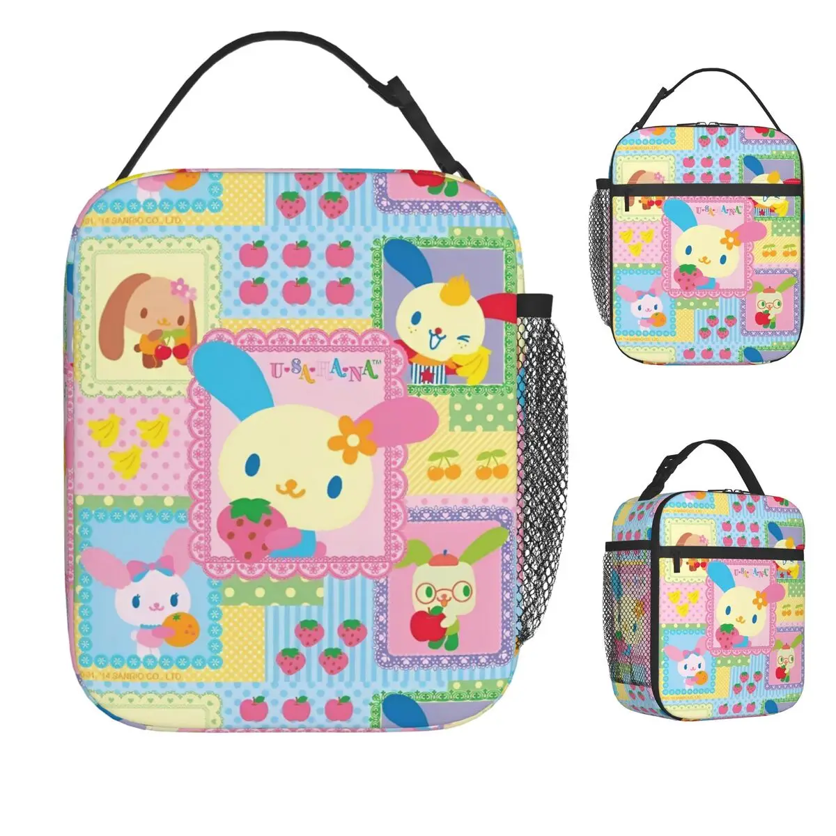 

Fruit Rainbow Rabbit USAHANA Lunch Bag For Women Lunch Box Leisure Travel Cooler Bag Portable Waterproof Thermal Lunch Bags