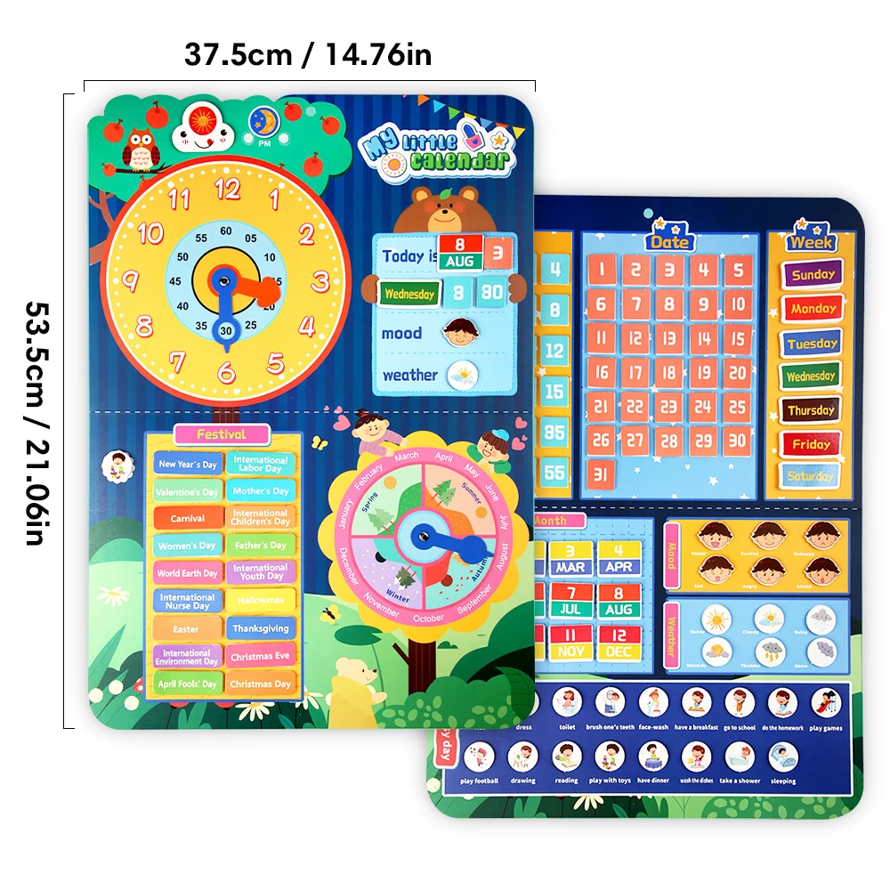 DIY My Daily Calendar Day Month Season Schedule Time Plan Chart Early Education Toys Good Habits for Kids Classroom Decoration