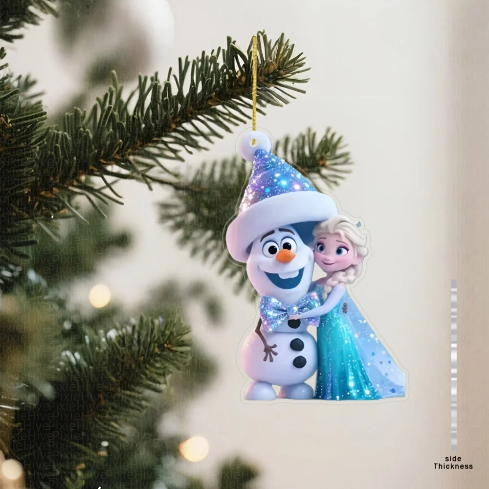 1/6 قطعة ديزني فروزن إلسا أنيمي الشكل شجرة عيد الميلاد الديكور المفاتيح الاكريليك عيد الميلاد الدعائم زينة هدايا عيد الميلاد
